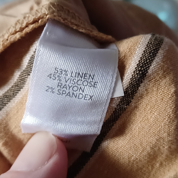 J.Jill Linen Stretch 2X (Fit 38W 23L) Pull On Belted High Rise Pants tan - Picture 3 of 6